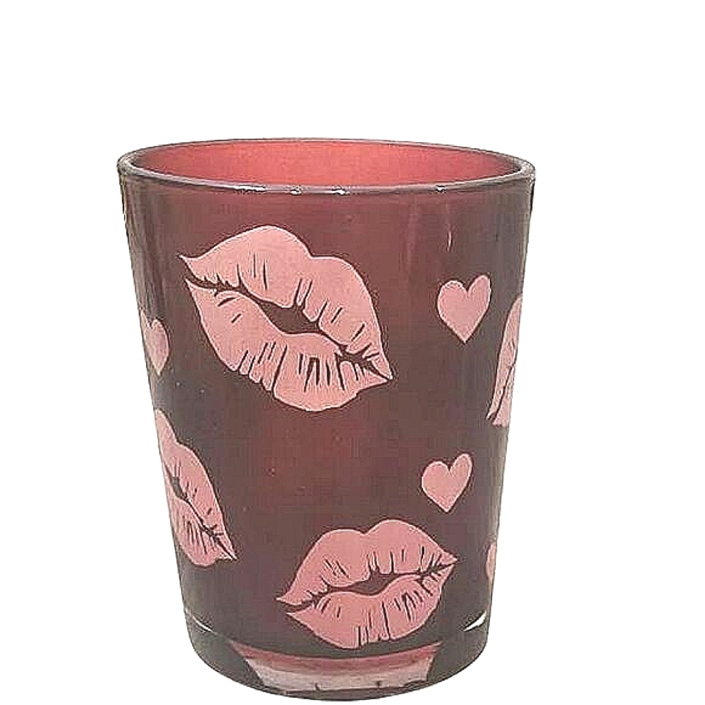 Homesake Kiss Design Decorative Glass Candle Holder/Storage